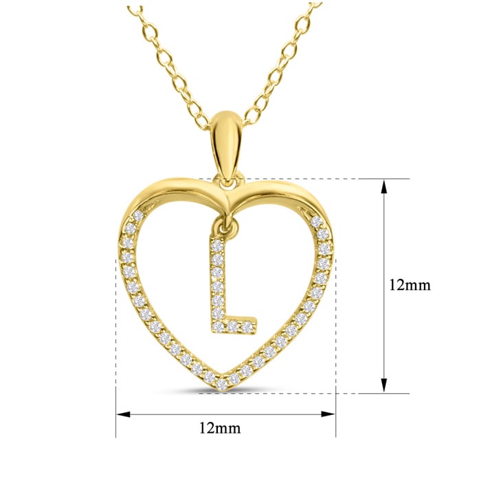 Letter L 1/5ct Diamond Initial Necklace In Yellow Gold Over Sterling Silver, 16 Inches