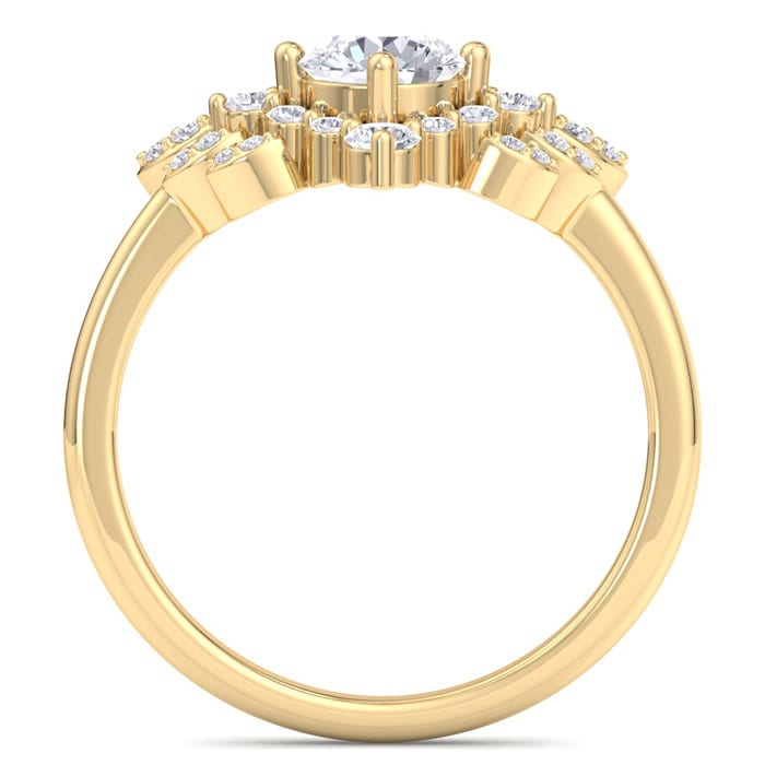 1 Carat Intricate Diamond Engagement Ring In 14K Yellow Gold