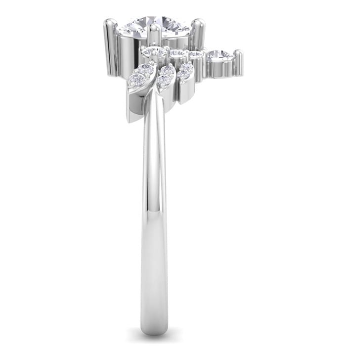 1 Carat Intricate Diamond Engagement Ring In 14K White Gold