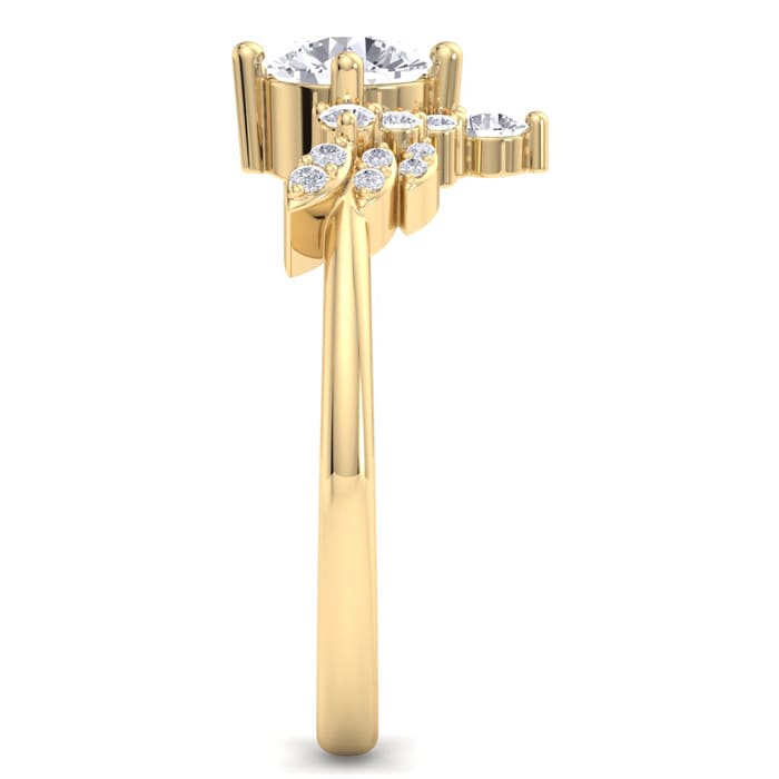 1 Carat Intricate Diamond Engagement Ring In 14K Yellow Gold
