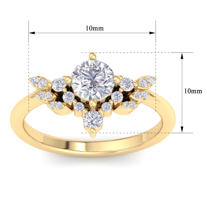 1 Carat Intricate Lab Grown Diamond Engagement Ring In 14K Yellow Gold