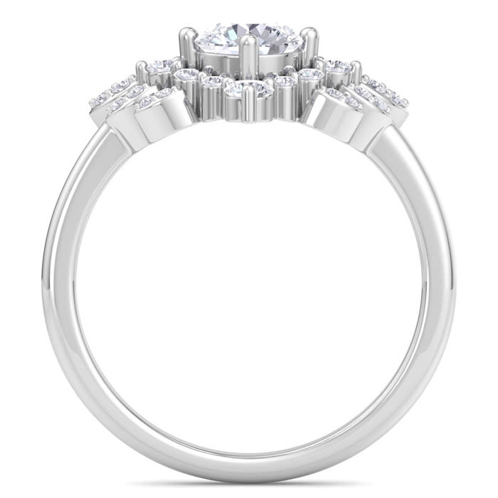1 Carat Intricate Moissanite Engagement Ring In 14K White Gold