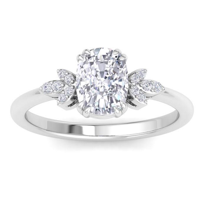 2 Carat Cushion Cut Diamond Engagement Ring In 14K White Gold
