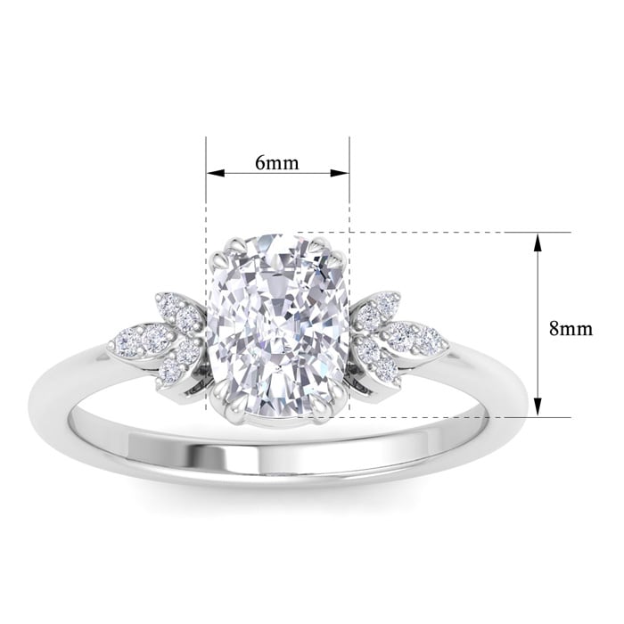 2 Carat Cushion Cut Diamond Engagement Ring In 14K White Gold