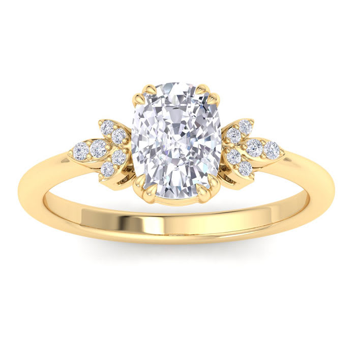 2 Carat Cushion Cut Diamond Engagement Ring In 14K Yellow Gold