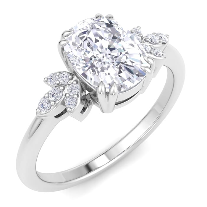 2 Carat Cushion Cut Diamond Engagement Ring In 14K White Gold