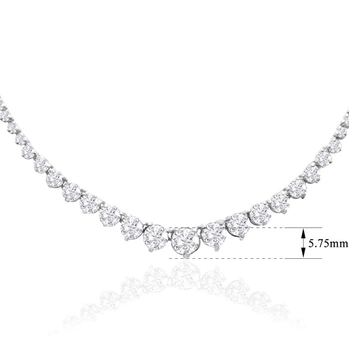 Graduated 10 Carat Diamond Tennis Necklace In 14 Karat White Gold, 17 Inches