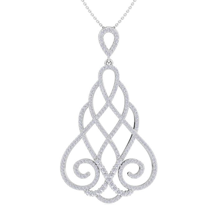 1 1/2 Carat Diamond Chandelier Necklace In 14 Karat White Gold, 18 Inches