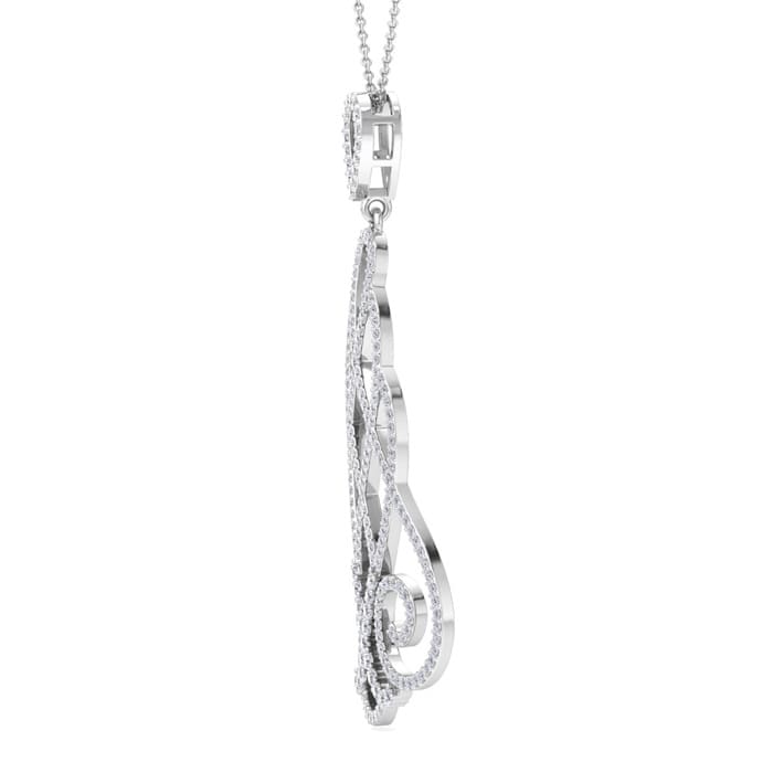 1 1/2 Carat Diamond Chandelier Necklace In 14 Karat White Gold, 18 Inches