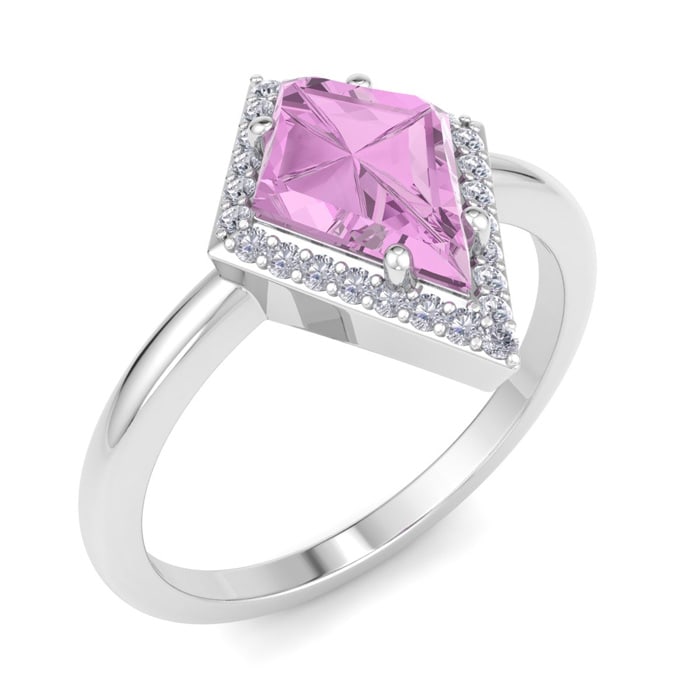 Pink Topaz Ring: 1 3/4 Carat Pink Topaz and Diamond Ring