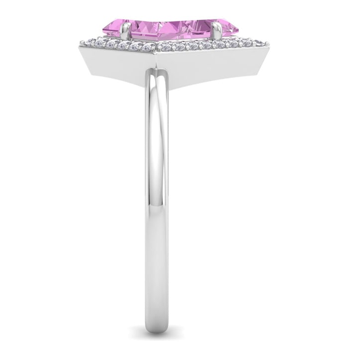 Pink Topaz Ring: 1 3/4 Carat Pink Topaz and Diamond Ring