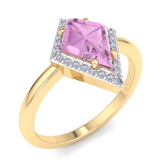 Pink Topaz Ring: 1 3/4 Carat Pink Topaz and Diamond Ring