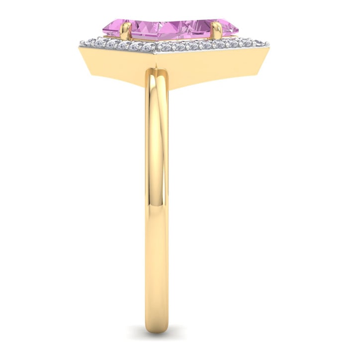 Pink Topaz Ring: 1 3/4 Carat Pink Topaz and Diamond Ring