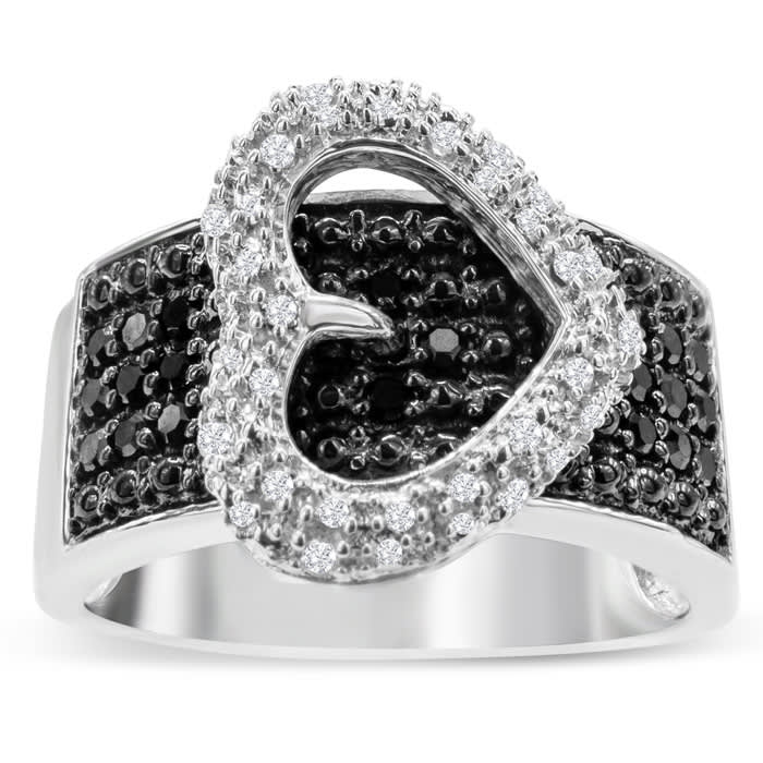 1 4 Carat Black White Diamond Heart Ring in Sterling Silver I2 by SuperJeweler