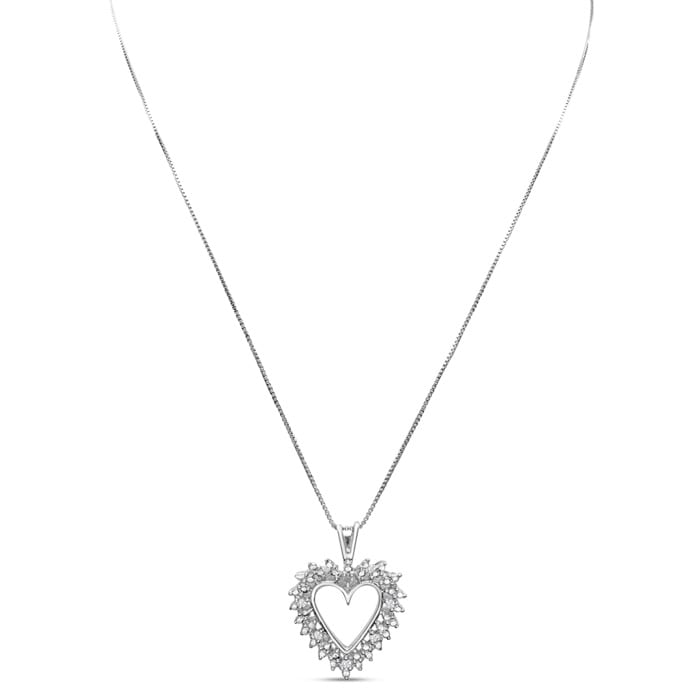 0.07 Carat Diamond Heart Necklace In Sterling Silver, 18 Inches