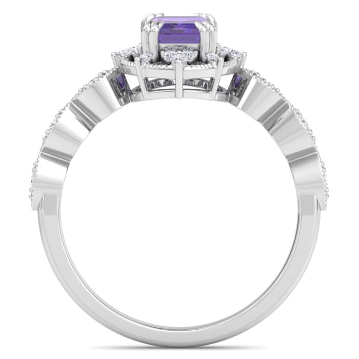 Amethyst Ring: 1 Carat Amethyst and Diamond Ring