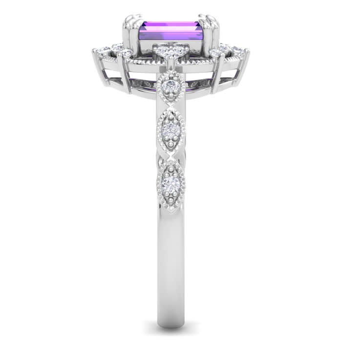 Amethyst Ring: 1 Carat Amethyst and Diamond Ring