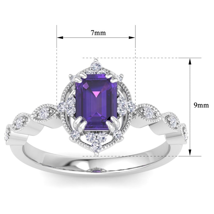 Amethyst Ring: 1 Carat Amethyst and Diamond Ring