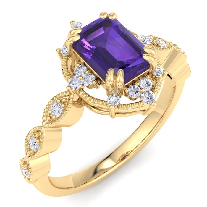 Amethyst Ring: 1 Carat Amethyst and Diamond Ring