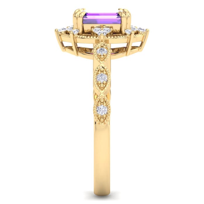 Amethyst Ring: 1 Carat Amethyst and Diamond Ring