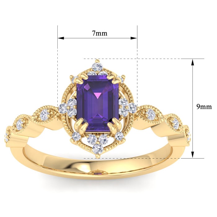 Amethyst Ring: 1 Carat Amethyst and Diamond Ring