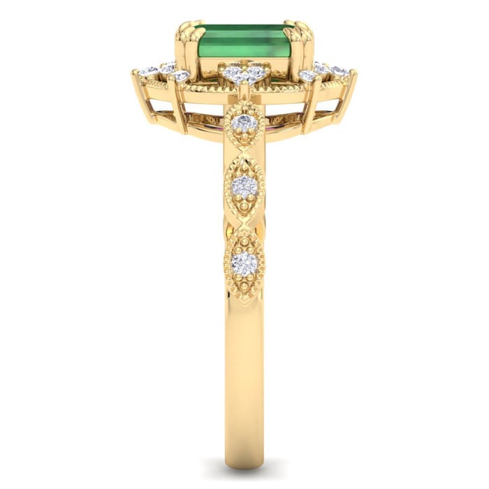 Emerald Ring: 1 Carat Emerald and Diamond Ring
