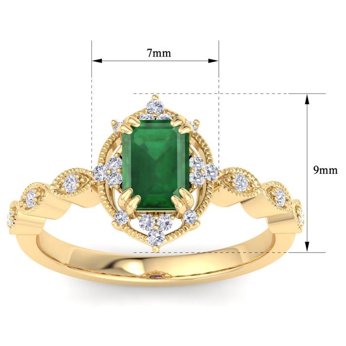 Emerald Ring: 1 Carat Emerald and Diamond Ring