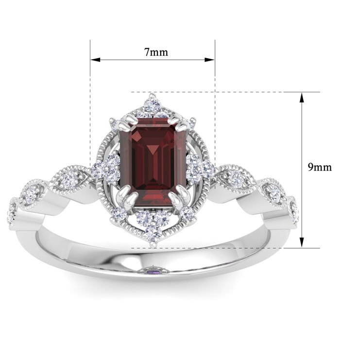 Garnet Ring: 2 Carat Garnet and Diamond Ring