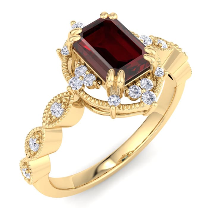 Garnet Ring: 2 Carat Garnet and Diamond Ring