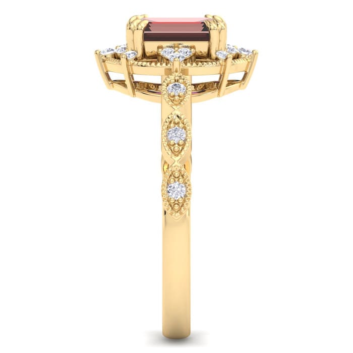 Garnet Ring: 2 Carat Garnet and Diamond Ring