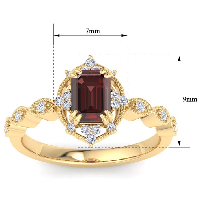 Garnet Ring: 2 Carat Garnet and Diamond Ring