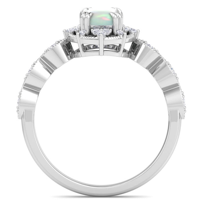 Opal Ring: 1 Carat Opal and Diamond Ring