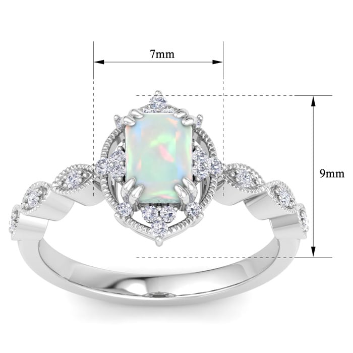 Opal Ring: 1 Carat Opal and Diamond Ring
