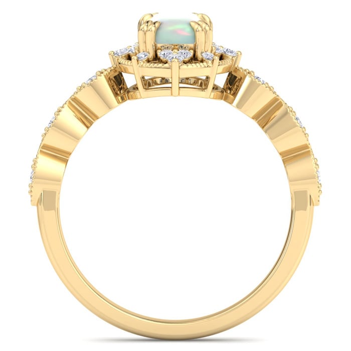 Opal Ring: 1 Carat Opal and Diamond Ring