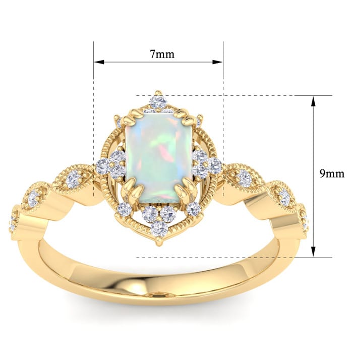 Opal Ring: 1 Carat Opal and Diamond Ring