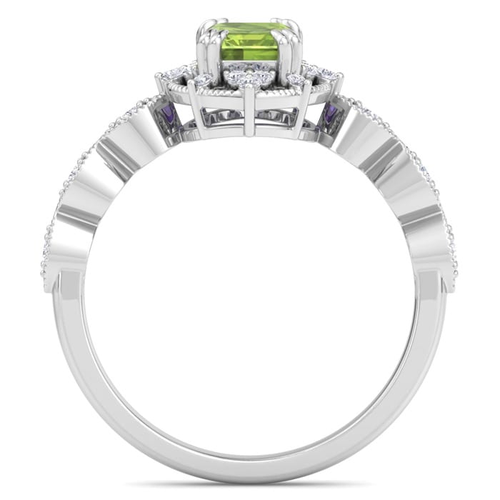 Peridot Ring: 2 Carat Peridot and Diamond Ring