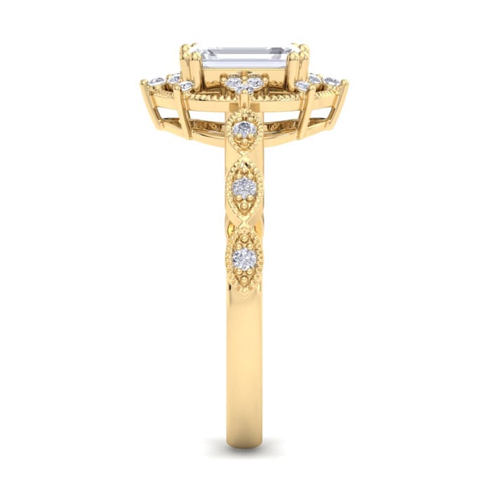 1 Carat Octagon Shape Halo Diamond Engagement Ring In 14K Yellow Gold