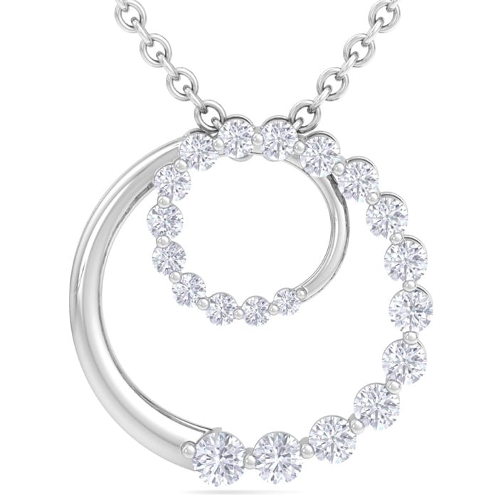 2 Carat Diamond Circle Necklace In 14 Karat White Gold, 18 Inches