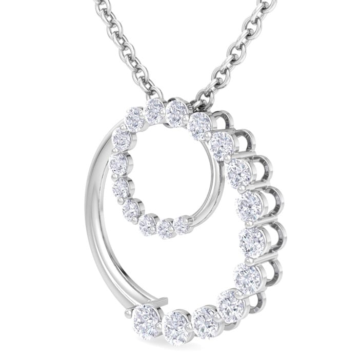 2 Carat Diamond Circle Necklace In 14 Karat White Gold, 18 Inches
