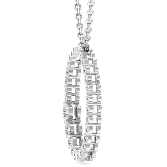 1 Carat Diamond Circle Necklace In 14 Karat White Gold, 18 Inches
