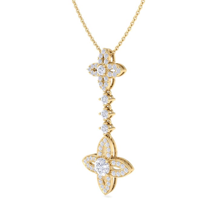 2 Carat Diamond Chandelier Necklace In 14 Karat Yellow Gold, 18 Inches