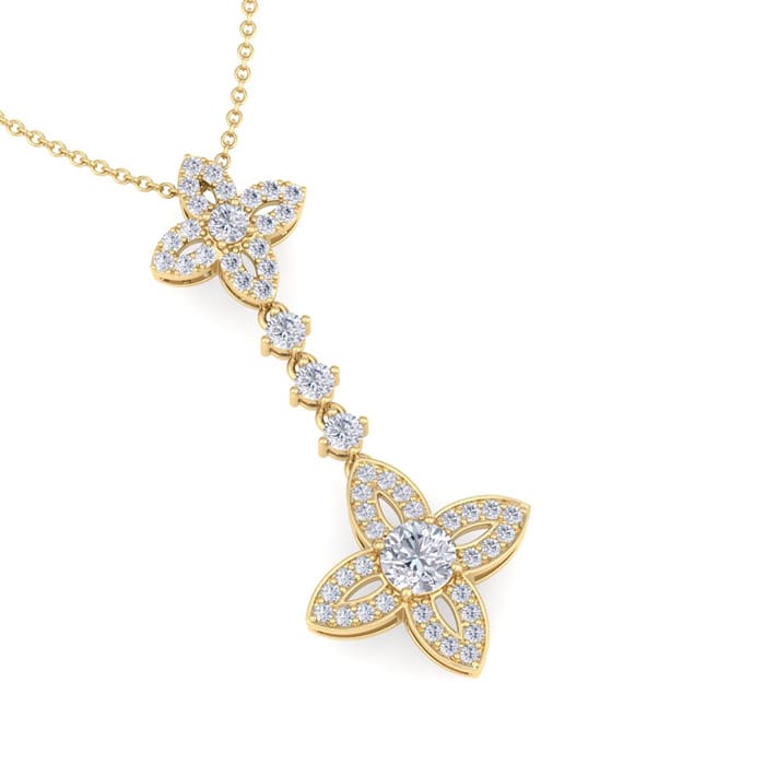 2 Carat Diamond Chandelier Necklace In 14 Karat Yellow Gold, 18 Inches