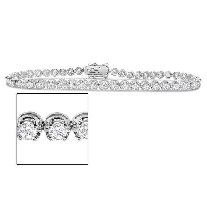 3 Carat Lab Grown Diamond Tennis Bracelet In 14K White Gold, 7 Inches