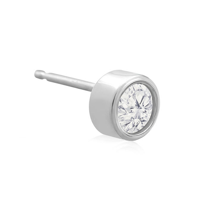 1/3 Carat Bezel Set Lab Grown Diamond Stud Earrings In 14 Karat White Gold