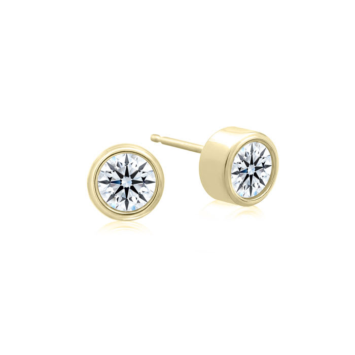 1/3 Carat Bezel Set Lab Grown Diamond Stud Earrings In 14 Karat Yellow Gold
