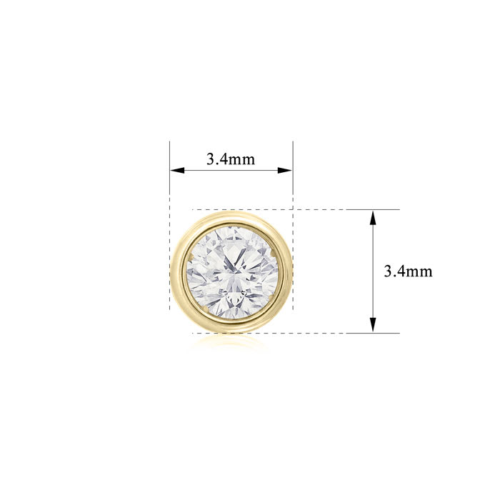 1/3 Carat Bezel Set Lab Grown Diamond Stud Earrings In 14 Karat Yellow Gold
