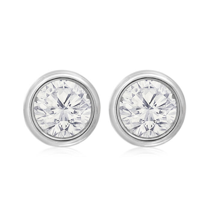 1 carat bezel set sales diamond earrings