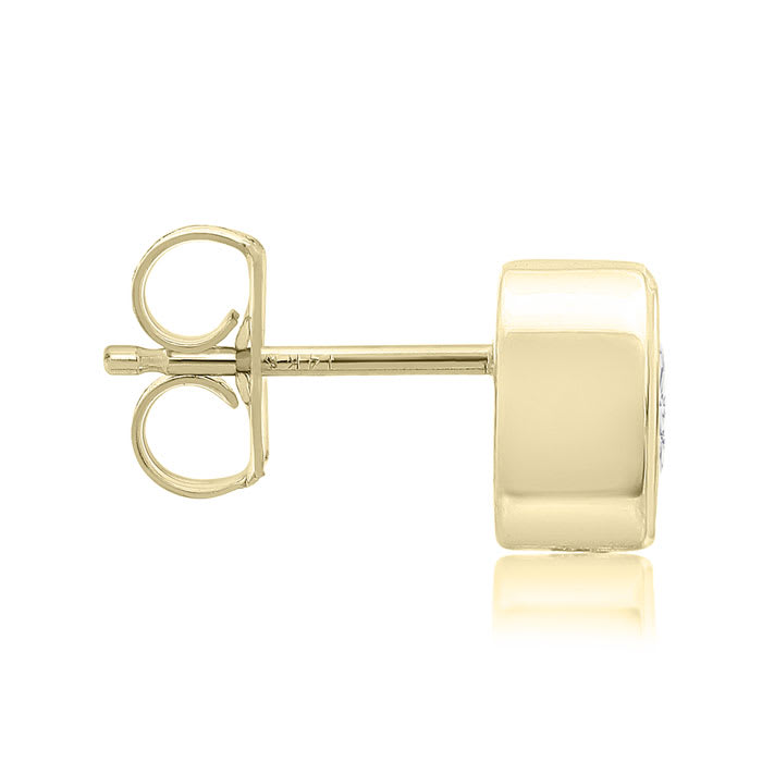 1 1/3 Carat Bezel Set Lab Grown Diamond Stud Earrings In 14 Karat Yellow Gold