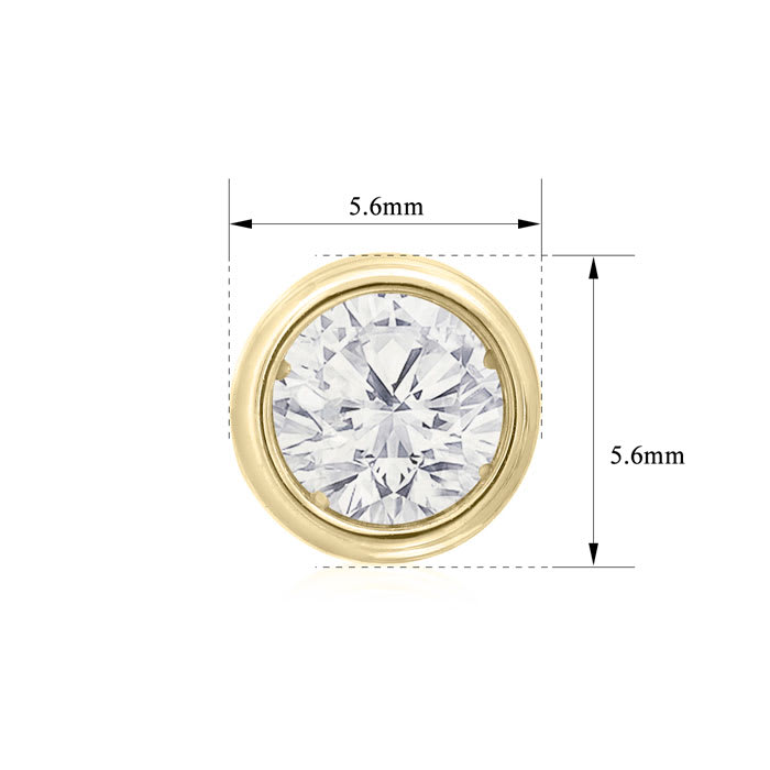 1 1/3 Carat Bezel Set Lab Grown Diamond Stud Earrings In 14 Karat Yellow Gold