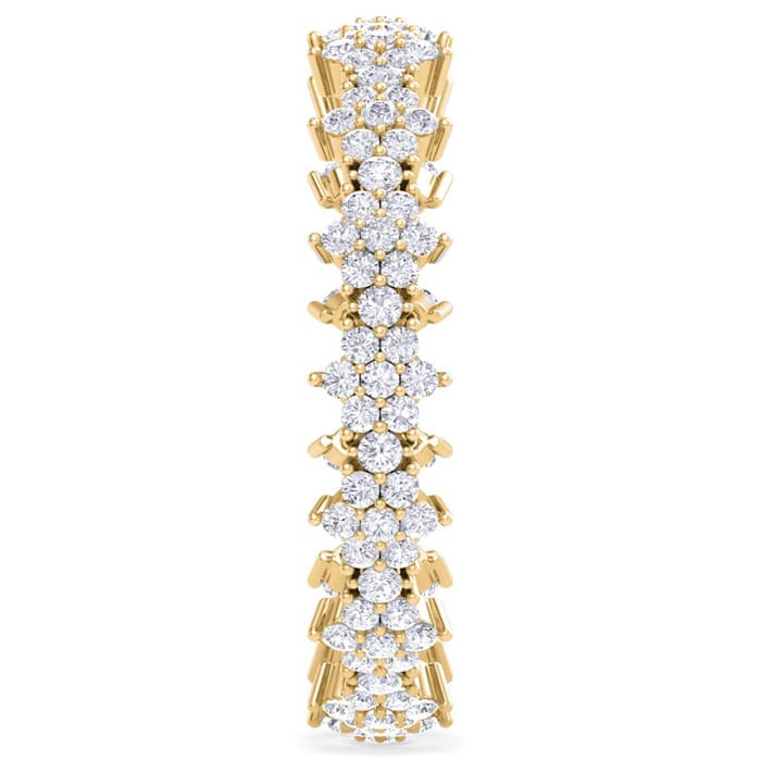 1 Carat Flower Shape Diamond Eternity Ring In 14K Yellow Gold, Ring Size 5